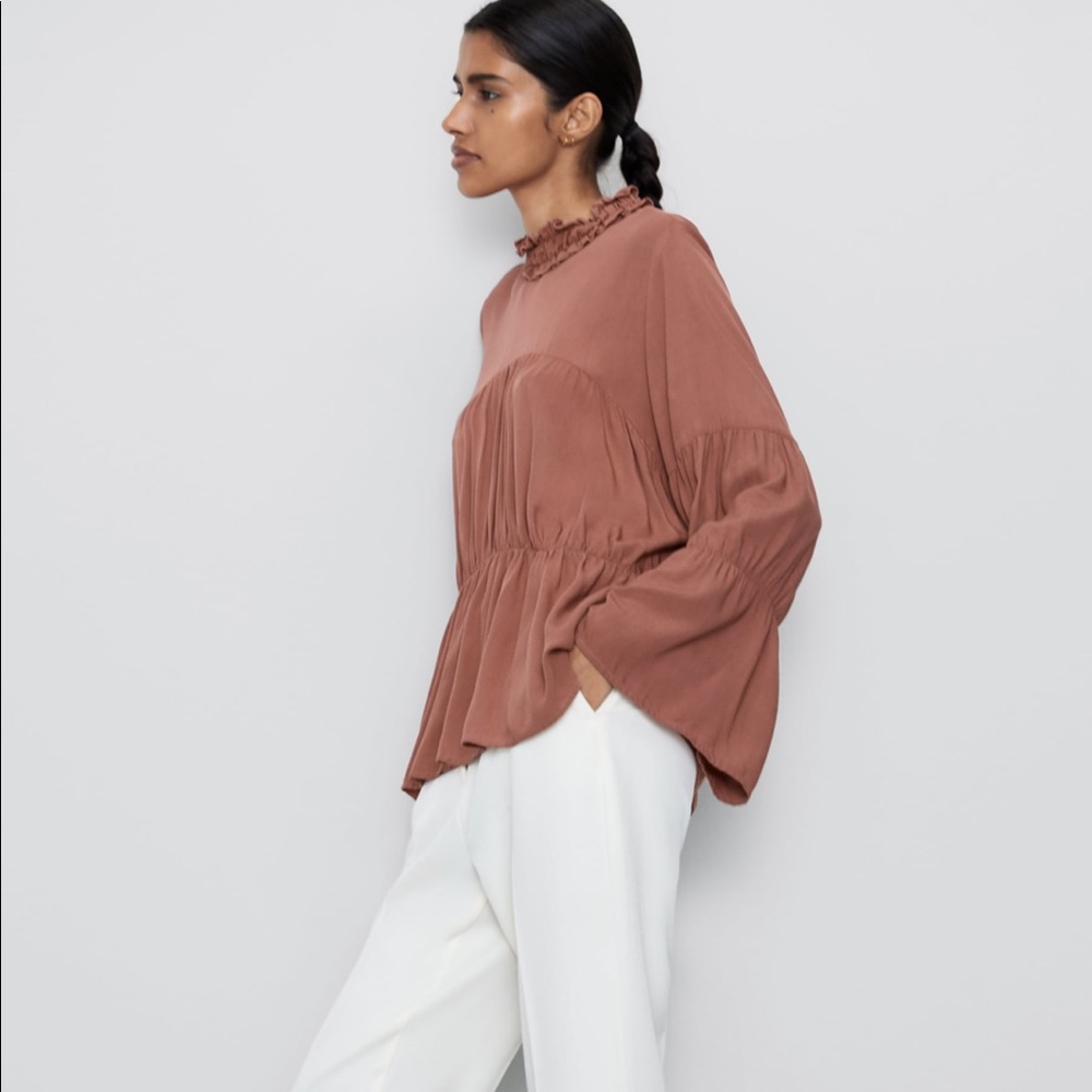 ZARA BNWT Mock Neck Blouse - Picture 3 of 6